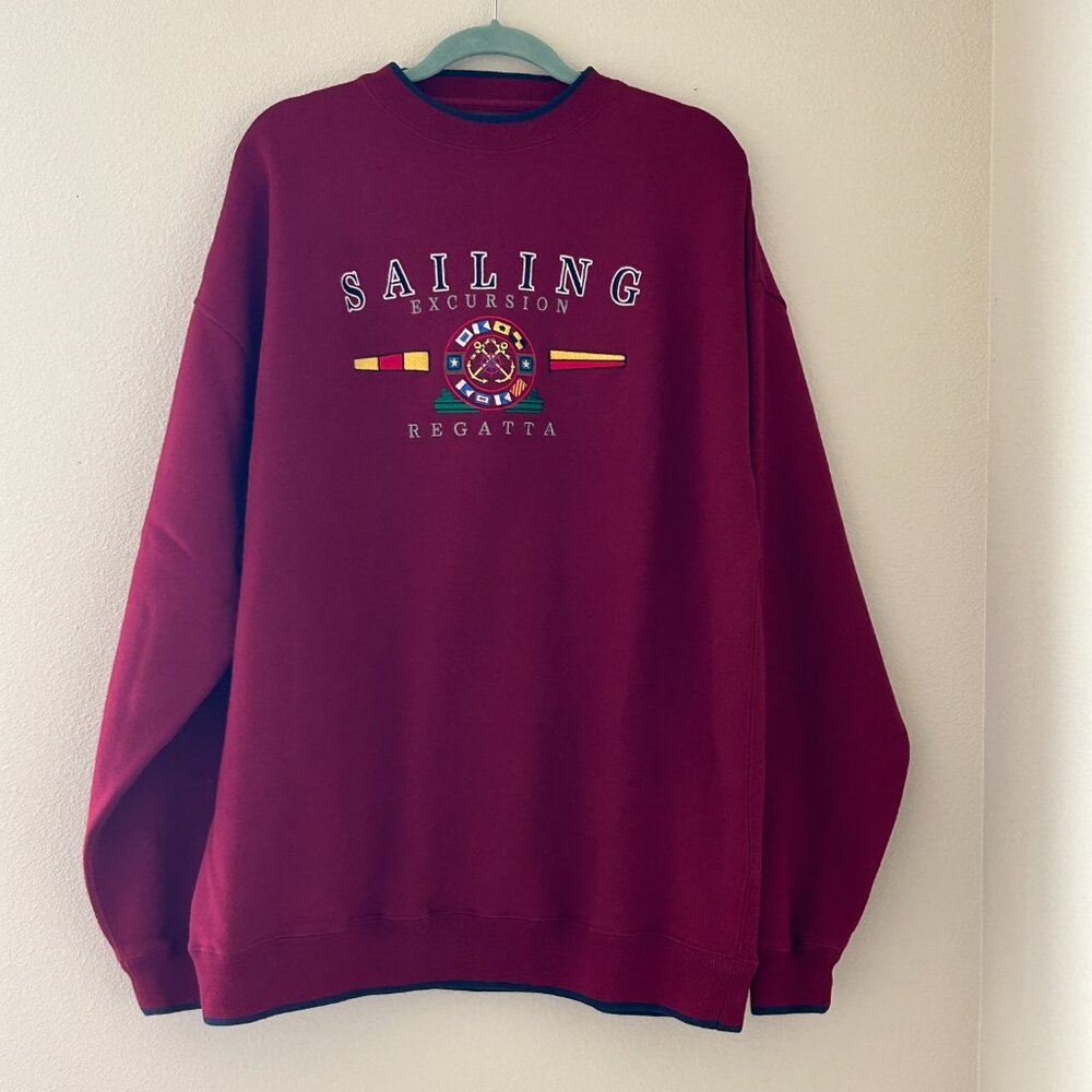 Sailing Excursion Regatta Sweatshirt Mens Size XXL Pullover Crewneck Red Cliff
